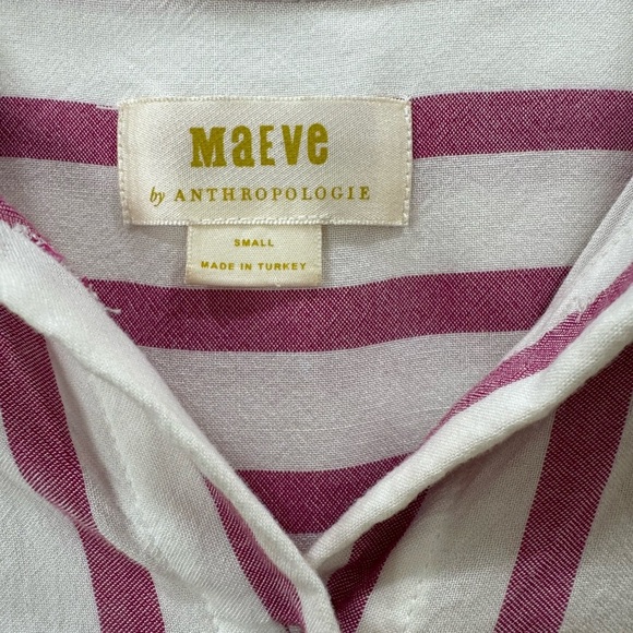 Anthropologie Maeve Fairhope Striped Button Down Ruffle Sleeve Blouse Top - Picture 3 of 6